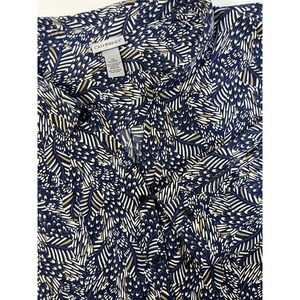 CATHERINES Womens Top Button Up artsy boho tunic size 5X v-neck Navy Casual‎